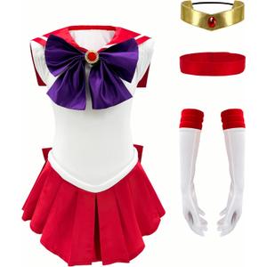 Anime Outfits Moon Cosplay Costume For Women Girls (Women-S(Height:63-65Inch), Red)