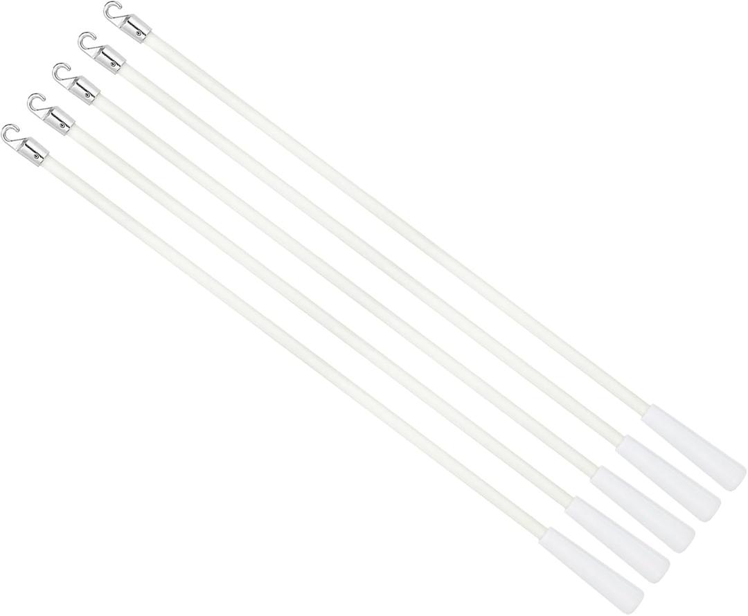 uxcell 5Pcs 17" Blinds Wand Replacement, PVC Blinds Tilt Wand with Hook and Grip, Vertical Blinds Rod Stick for Window Curtain Opener Accessory, White