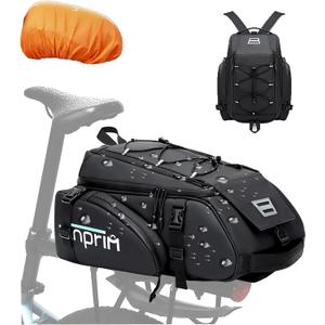 19L Reflective Bike Rack Bag Large Capacity Waterproof Rear Bag with Rain Cover E-Bike Bicycle Accessories Basket Storage Crossbody Saddle Shoulder Rear Seat Luggage Pouch Bag Accesorios Bicicletas