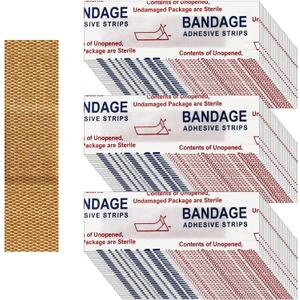Weewooday 300 Pcs Small Bandage Bulk Nose Bandage Fabric Adhesive Bandages Flexible Breathable Bandages Fabric Bandages for Small Wound Protection Care(0.34 x 1.6 Inch)