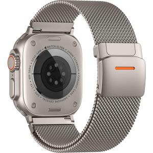 Adorve Metal Bands Compatible with Apple Watch Ultra 3/2/1 Band 49mm 46mm 45mm 44mm 42mm Men, Magnetic Stainless Steel Mesh Metal Sport Milanese Loop for iWatch Bands Series11 10 9 8 7 6 5 4 3 SE3/2/1