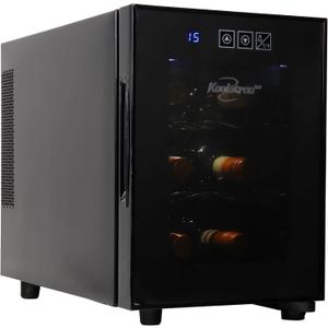 Koolatron Wine Fridge - Wine Cooler, 6 Bottle Wine Cabinet for Champagne, Red & White Wine, Freestanding Cellar For Bar, Home, Small Kitchen, Double Paned Glass Door