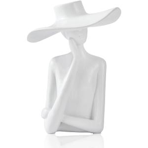 Ottalent Reading Thinker Statue Book Lover Gifts for Women Readers, Modern Fasion White Sculpture Tv Stand Décor, Abstract Art for Living Room Bedroom Book Shelves (Reading)