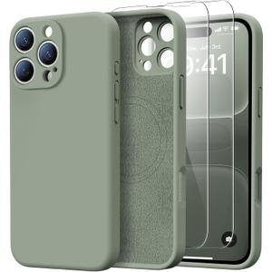 for iPhone 16 Pro Max Case with 2 Screen Protectors - Compatible with Magsafe - Upgraded Camera Protection - Liquid Silicone Protective Phone Case 6.9" for Men, Women,Girls - Porcelain Blue