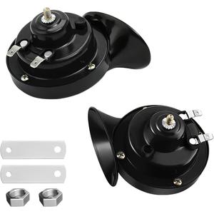 2PCS 300DB Super Loud Train Horns, 12V Waterproof Air Horns Replacement Kit, Car Air Electric Snail Double Horn, Automotive Accessories Universal for Car, Motorcycle, Truck, Bike, Boat (Black)