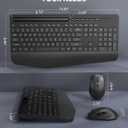 Wireless Keyboard and Mouse Combo - Full-Sized Ergonomic Keyboard with Wrist Rest, Phone Holder, Sleep Mode, 2.4G Quiet Keyboard for PC Laptop, Complete Work Setup for Office or Home -Trueque KM23