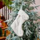 JOVITEC White 4 Pcs 20 Inch Christmas Stockings Faux Fur Stockings Xmas Stocking Fireplace Hanging Stocking Christmas Party Gift Bags for Holiday Party Decoration
