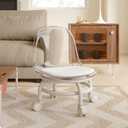 Low Rolling Stool with Wheels,Mini Rolling Garage Stool with Back Support,360° Rotating Floor-Friendly Wheels for Home, Office,Garage & Salon (Transparent White), 15.3" x 12.6" x 17.3"