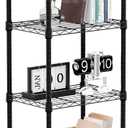 4-Shelf Adjustable Heavy Duty Steel Wire Rack, Adjustable Storage Shelving Unit with Wheel for Kitchen, Garage, Laundry Black 11.8" D x 17.7" W x 40.8" H