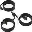 2 Way Power Extension Cord Splitter 50 Ft Total (38+6+6)-3 Prong 1 to 2 Extension Cord Cable Y Splitter-Outlet Adatper-SJTW Outdoor for Halloween Christmas Lighting Landscaping-16AWG 13A 125V-UL-1T2