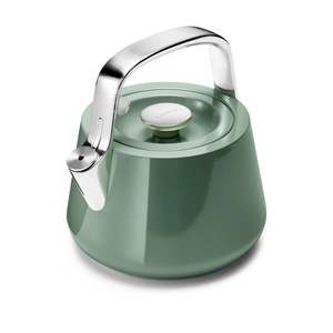 Caraway 2 Quart Whistling Tea Kettle - Durable Stainless Steel Tea Pot - Fast Boiling, Stovetop Agnostic - Non-Toxic, PTFE & PFOA Free - Includes Pot Holder - Sage