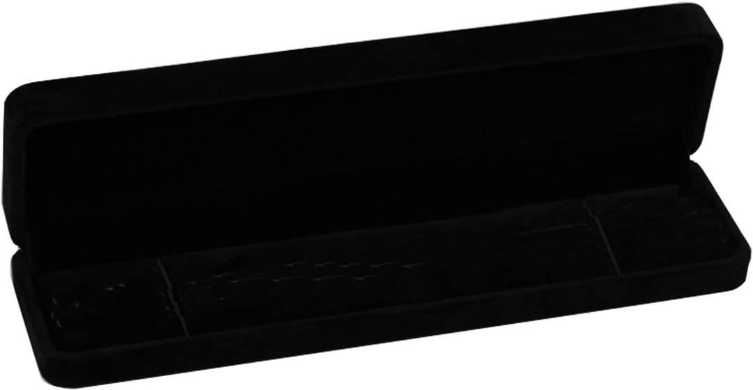 1 PCS Rectangle Necklace Box, Velvet Pendant Gift Box Long Chain Jewelry Display Boxes Black Long Necklace Case Bracelets Display Case for Engagement Wedding Christmas Thanksgiving Birthday Gifts
