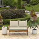 Arden Outdoor Loveseat Cushion Set, 48 x 24, Water Repellent, Fade Resistant, Cushion Set for Couch, Bench, and Swing, Tan Leala