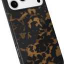 For iPhone 17 Pro Max Case Tortoise Shell, Retro Amber Print Phone Case for Women Girls, Girly Cute Thin Slim Hard Turtle Shell Plastic Phone Cover, Luxury Aesthetic Trendy Animal Design