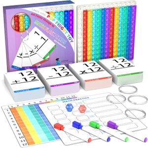 COOVA Math Games for Kids - Flash Cards for Kids - Pop it Practice with Addition, Subtraction, Multiplication & Division - Ideal for Math Learning and Skill Building.