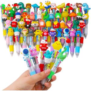 CZWZ 50Pcs Mini Multicolor Pens in One 4-in-1 Cute Pens Bulk for Kids, Ballpoint Pen for Birthdays and Children's Parties, Fun Pen Gifts Assorted Ink Kawaii Pen