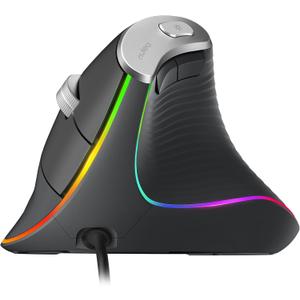Nulea M504 Wired Vertical Mouse, USB Ergonomic Optical Mouse with 4 Adjustable DPI, 11 RGB Backlight Modes, Compatible for Laptop, PC, Desktop, Mac, Grey