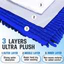 2 x Ultra Plush Microfiber Car Wash Mitt - Scratch-Free, Lint-Free, Extra Absorbent, Machine Washable - Detailing Chenille Cleaning Mitt Perfect for Cars, Trucks, Motorcycles, and Household Surfaces (2 Pack, Blue)