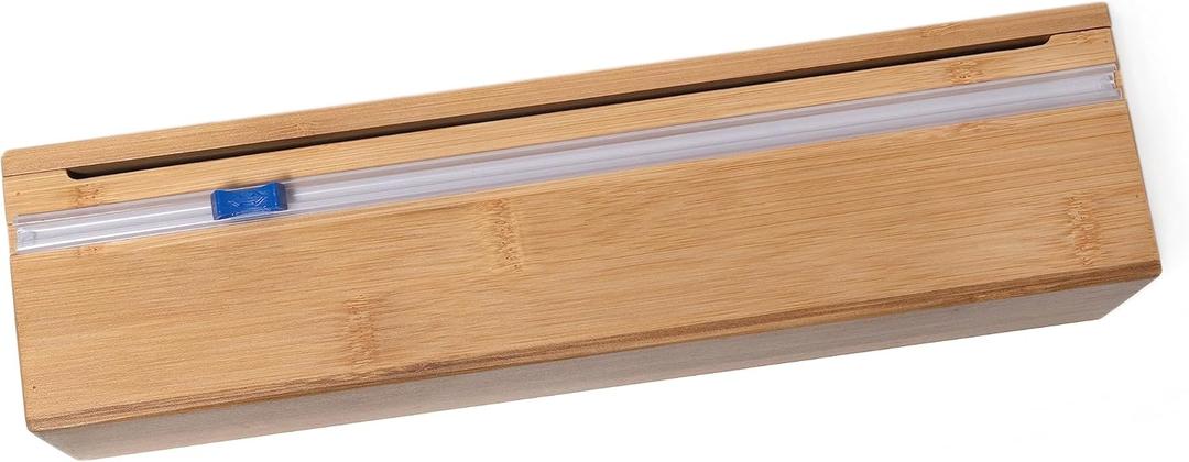 Lipper International Bamboo Wood Dispenser with Cutter for Aluminum Foil, Plastic Wrap, or Wax Paper, Single, 13 7/8" x 3 3/8" x 3 1/2"