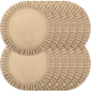 Aneco 12 Pack 15 Inch Round Burlap Placemats Braided Jute Placemats with Ruffle Edge Heat Resistant Reusable Brown Table Mats for Weddings Parties Holidays Dining Table