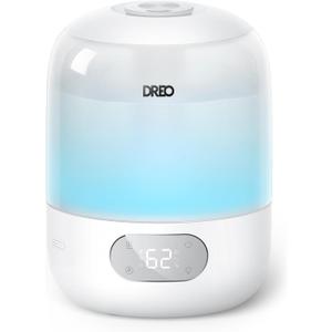 DREO Cool Mist Humidifiers for Baby, 3L Top Fill, 26dB Quite, Ambient Indicator Light for Nursery, Less Refill, Indoor (Ice White)