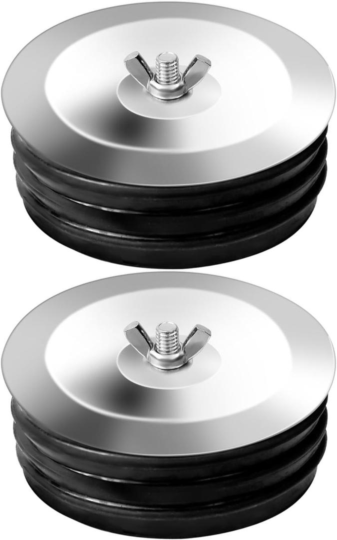5" Sewer Cleanout Cap, Sewer Drain Plug with Galvanized Screw and Wing Nut, Outside Sewer Pipe Plug Fit for Most Pipe Sink Pool, 2 Pack