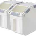LISM 2 Pack Dog Food Storage Container with Scoop,Large Airtight Pet Dog Food Bin,Container for Dog Treats Rice,Dog Cat Dry Food Bin,Baking Supplies,Flour,Rice,Kitchen Pantry Cereal(25 LB)