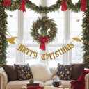 Leinuosen 47'' Magical Wizard Merry Christmas Banner Metal Merry Christmas Garland Sign Vintage Metal Happy Banner Party Decor for Xmas Holiday Birthday Party Supply Indoor Home Office Mantle Decor