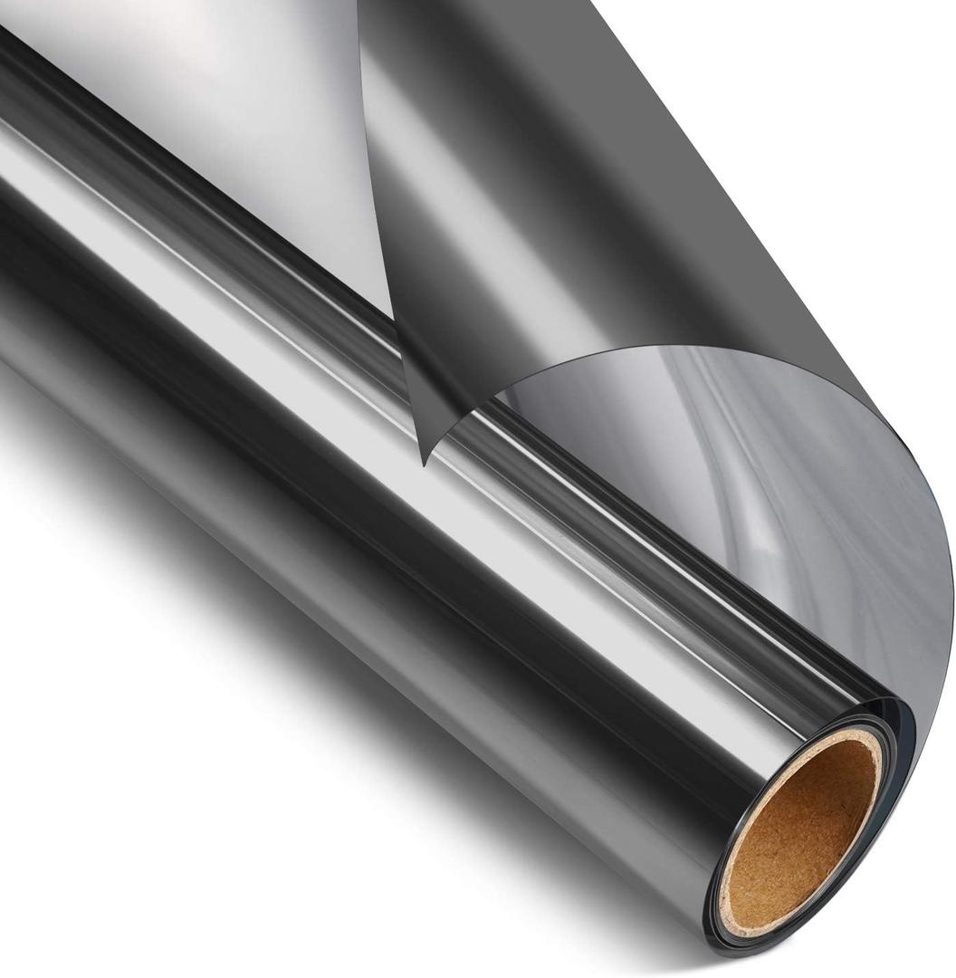 STATINT Window Tint Film - Privacy, Heat Reducing, Anti UV, Reflective, Removable for Commercial, Black-Silver, 35.4 Inch X 16.4 Feet