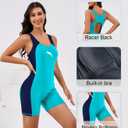 Halcurt Women's Boyleg One Piece Swimsuit Racerback Athletic Boyshort Bathing Suit