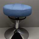 Adjustable Ottoman Vanity Stools - 360 Swivel Height AdjustableComfortable Faux LeatherRubber Protective Floor Makeup Stool For Bathroom VanityBedroomLiving RoomEntrywayOffices (Blue)