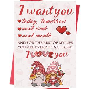 3 x Cute Gnome Valentines Day Card for Husband, Wife, Boyfriend, or Girlfriend  Valentines Day Gifts for Him or Her (WY-504)