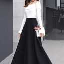 ebossy Women's Vintage High Waist Wool Blend Plaid A-Line Long Maxi Skirt with Pocket (Black, S)