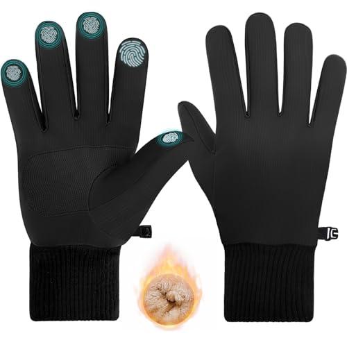 woogwin Waterproof Winter Gloves Men Thermal Warm Fleece Touchscreen Driving Bike Running Motorcycle Hiking Snow Cold Weather(BlackXL)