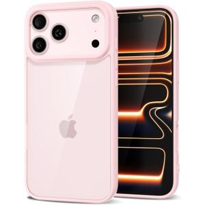 for iPhone 17 Pro Case Clear, Transparent Hybrid iPhone 17 Pro Phone Case [Hard Plastic & Soft Silicone Bumper] Acrylic Non Yellowing Thin Slim Protective Cover for Women, Light Pink