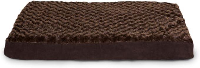 Furhaven Memory Foam Dog Bed for Large/Medium Dogs w/ Removable Washable Cover, For Dogs Up to 55 lbs - Ultra Plush Faux Fur & Suede Mattress - Chocolate, Large