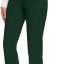 Women's Stretch Business Straight Leg Dress Pants with Pockets Wear to Work Casual Suitpants (Medium, A-dark Green)
