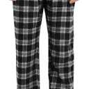 Idtswch Tall Mens Pajamas Pants 32/34/36/38 Long Inseam Plaid Lounge Pants Sleepwear Bottoms (Large, Black/White)