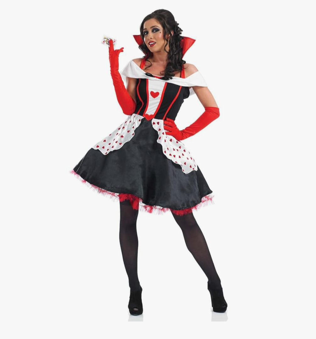 fun shack Queen of Hearts Costume for Women, Red Queen Outfit, Evil Costume for Women, L