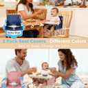 Portable Baby Chair, Baby Beach Chair with 2-Pack Interchangeable Seat Covers, Portable Booster Seat with Tray & Travel Bag, Compact Foldable, Easy-Swap Colors, Perfect for Travel