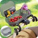 3-in-1 Universal Stroller Snack Tray Attachment with Dust Cover Sturdy Stroller Cup Snack Holder Clamp & Silicone Arms Grip Design Baby Travel Gear Accessories Detachable Dishwasher-Safe Universal Fit