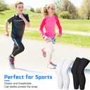 4 Pieces Kids Long Compression Leg Sleeve Full Length UV Protection for Boy Girl Youth Cycling Basketball Sports (Black, S/M)