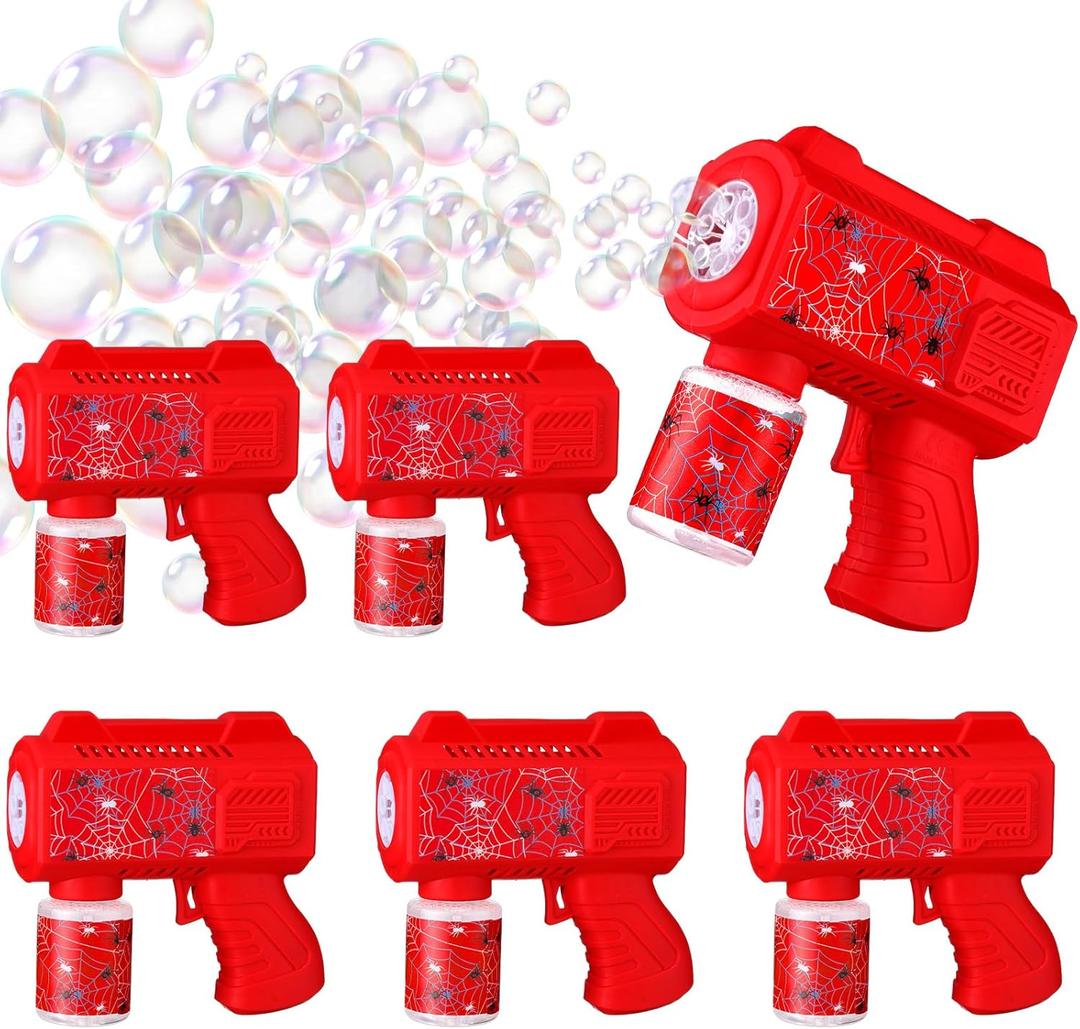 Gemscream 6 Pack Spider Web Automatic Bubble Gun for Party Bubble Machine Blower for Outside Activity Spider Party Supplies for Summer Wedding Birthday Gifts Photo Props Decor
