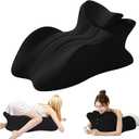 Memory Foam Wedge Pillow, Ergonomic Contoured Intimacy Pillow, 27 Angled Neck Support Pillow Back Support Cushion, Multi-Functional Bed Position Pillow with Removable Cover Black