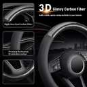 KAFEEK Classic Carbon Fiber Steering Wheel Cover, Universal 15 inch, Breathable Microfiber Leather Steering Wheel Protector for Men Women, Black