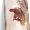 Framed Jesus Canvas Wall Art, Christian The Hand of God Wall Decor Painting, Religion Bible Pictures Posters Prints for Church Prayer Room Living Room Home Decor 12X16 In