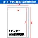 11" x 17" Magnetic Sign Holder, Self-Adhesive Double-Sided Display Frame for Glass, Window, Door, Wall Magnetic Poster & Document Holder, 20 Pack, Silver