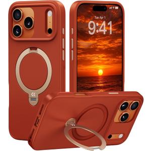 CASEKOO Twilight Orange Designed for iPhone 17 Pro Case with Spin Magnetic Stand [16FT Military Protection] [Non-Slip Edge] [Fit for MagSafe] Shockproof for iPhone 17 Pro case with Stand 6.3''
