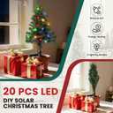 TISEJOY Christmas Tree Solar Lights Decoration Gifts Outdoor, Decorative Navidad Solar Tree Lights with Multiple Modes, Waterproof Xmas Decorations for Outside, Garden Yard Patio Decor 2 Pack