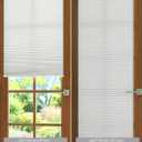 No Drill Light Filtering Cellular Shades for French Doors, 22"x70", White